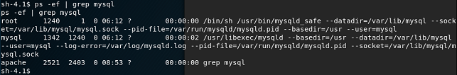 Fristileaks Privesc - Reviewing running processes for mysql details