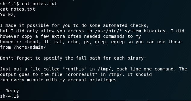 Fristileaks Privesc - Notes files is examined