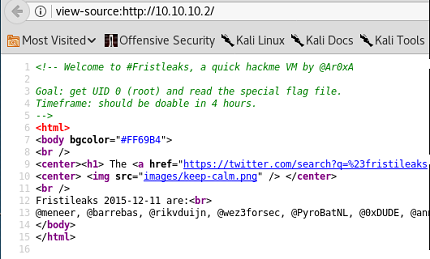 Fristileaks Web Recon View Source