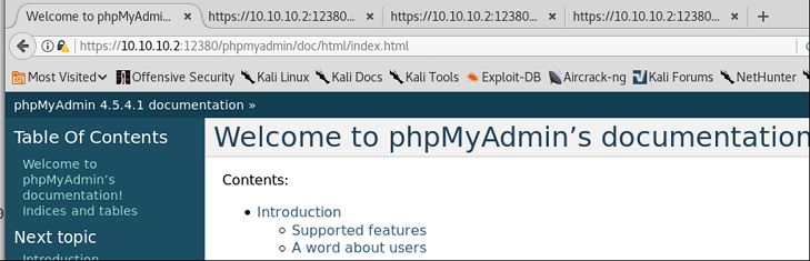 Stapler Vulnhub Target Discovery - phpMyAdmin version information