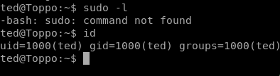 Toppo - sudo doesn't appear to be installed